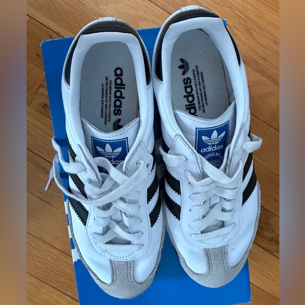 adidas Samba Leather Sneakers in White and Black with Suede Toe, great condition - Picture 5 of 5